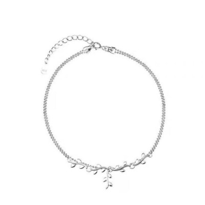 Lắc chân bạc thời trang chất liệu bằng bạc Ý xi kim MS1113