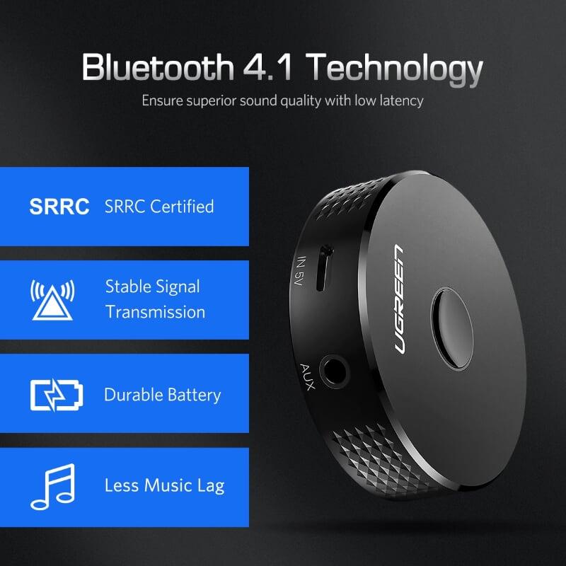 Ugreen UG40968CM127TK BT 4.2 màu Đen Bộ nhận âm thanh Bluetooth trên xe hơi hỗ trợ APTX - HÀNG CHÍNH HÃNG