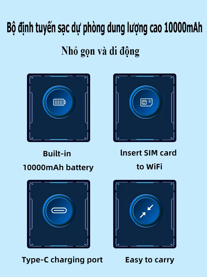 Cục phát wifi từ sim 4G kiêm pin sạc dự phòng TP10000, bộ phát wifi di động tốc độ cao 300Mbps, sử dụng mọi loại sim - Hàng nhập khẩu