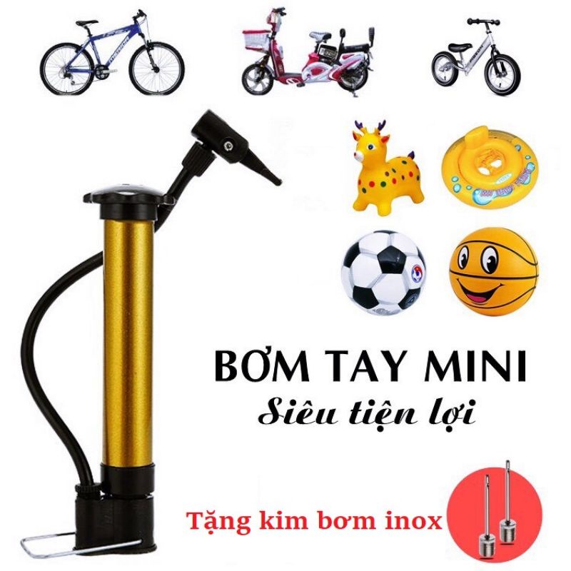 Kim bơm bóng chuyền hơi, bóng đá, bóng rổ bằng thép không gỉ tiện dụng. Bơm bóng - bơm xe đạp cầm tay Mini Cầm tay Vô cùng tiện lợi cho Thanh niên chơi Thể