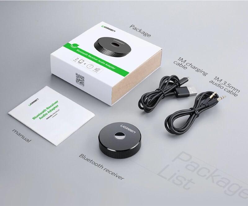 Ugreen UG40968CM127TK BT 4.2 màu Đen Bộ nhận âm thanh Bluetooth trên xe hơi hỗ trợ APTX - HÀNG CHÍNH HÃNG
