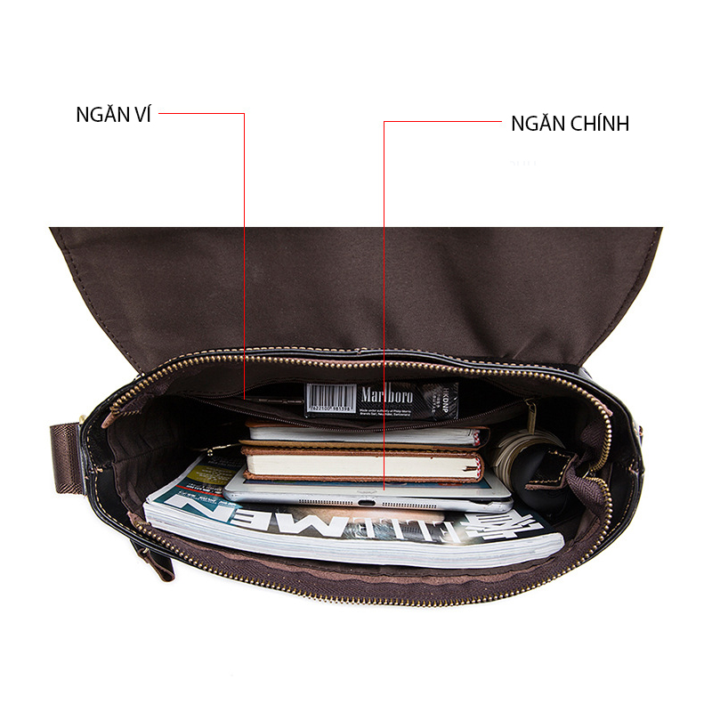 Túi đeo chéo nam DA BÒ THẬT phong cách mới - BEE GEE DCN9249