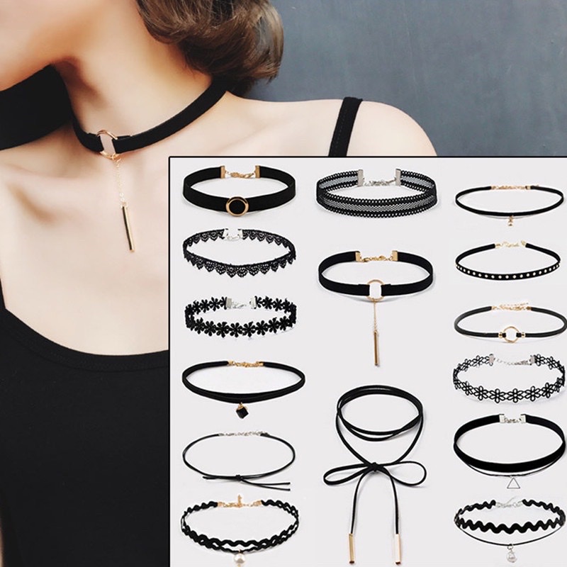 Combo 5 Cái Vòng Cổ Choker Ren Phong Cách Hàn Quốc Thời Trang Cho Nữ