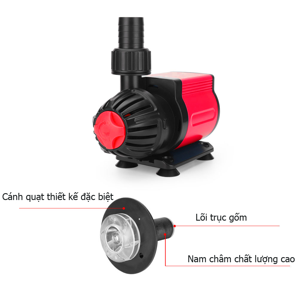 Máy bơm HA 8000 ( 50W - 8200L/H) lõi trục gốm, 9 nấc chỉnh nước dùng cho bể cá, hồ cá, hòn non bộ - Máy bơm chìm cao cấp
