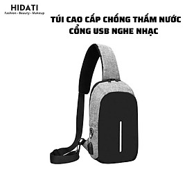Túi đeo chéo nam nữ có Cổng USB sạc điện thoại, du lịch vải gọn nhẹ, thời trang hot 2022