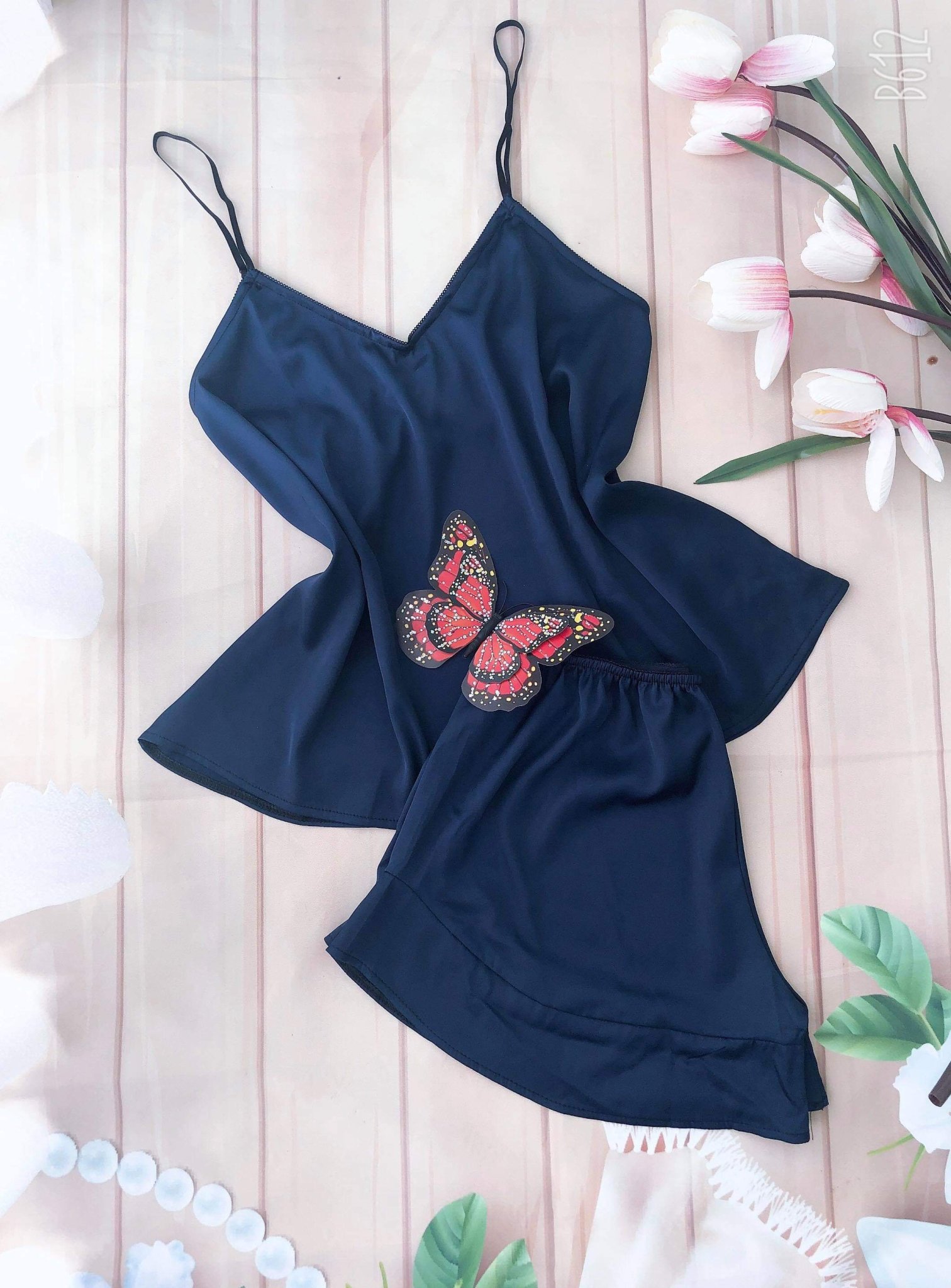 Đồ bộ ngủ lụa, đồ bộ mặc nhà cao cấp -Màu xanh Navy
