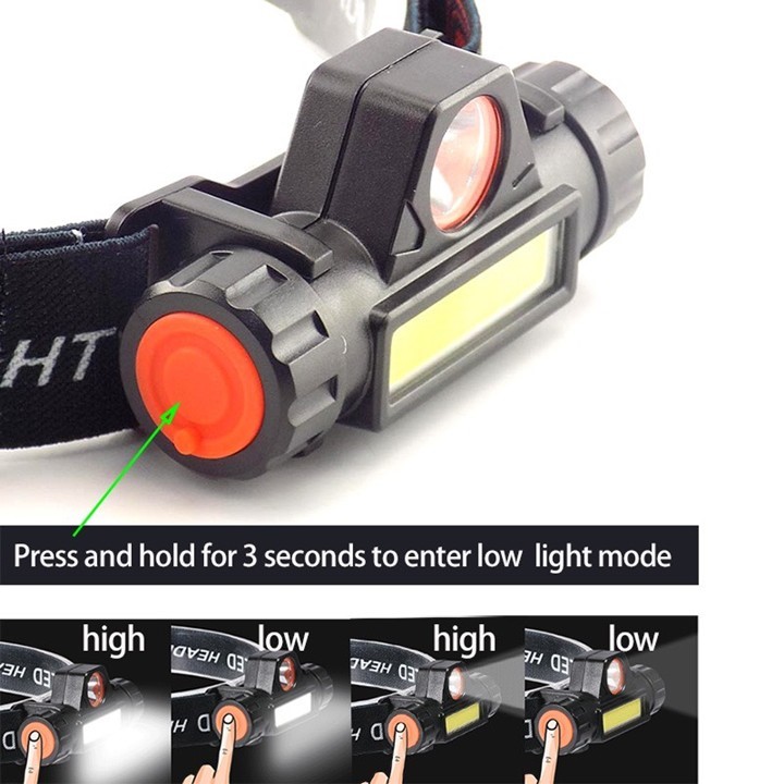 Đèn Pin Đội Đầu 2 Bóng Siêu Sáng Q5 PaKaSa Kèm Sạc - Hàng Chính Hãng