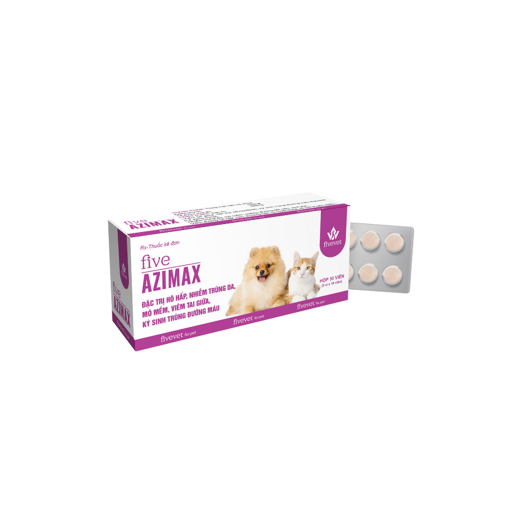 FIVE AZIMAX - Thuốc Hỗ Trợ Trị Hô Hấp, Nhiễm Trùng Da Cho Thú Cưng_Fivevet