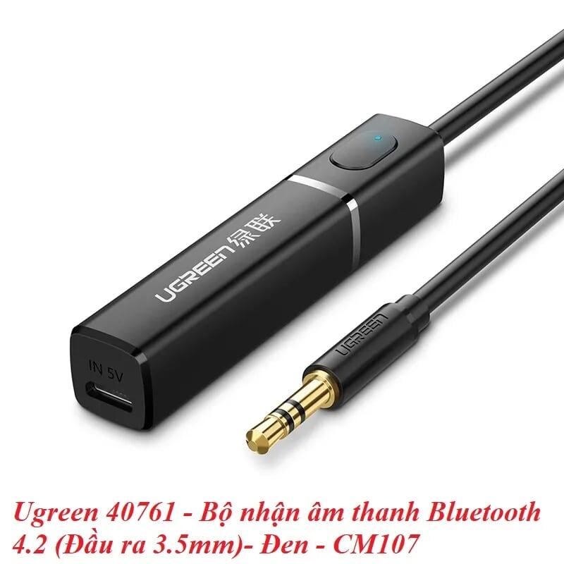 Ugreen UG40761CM107TK BT 4.2 màu Đen Bộ phát âm thanh Bluetooth 4.2 chuẩn 3.5mm - HÀNG CHÍNH HÃNG