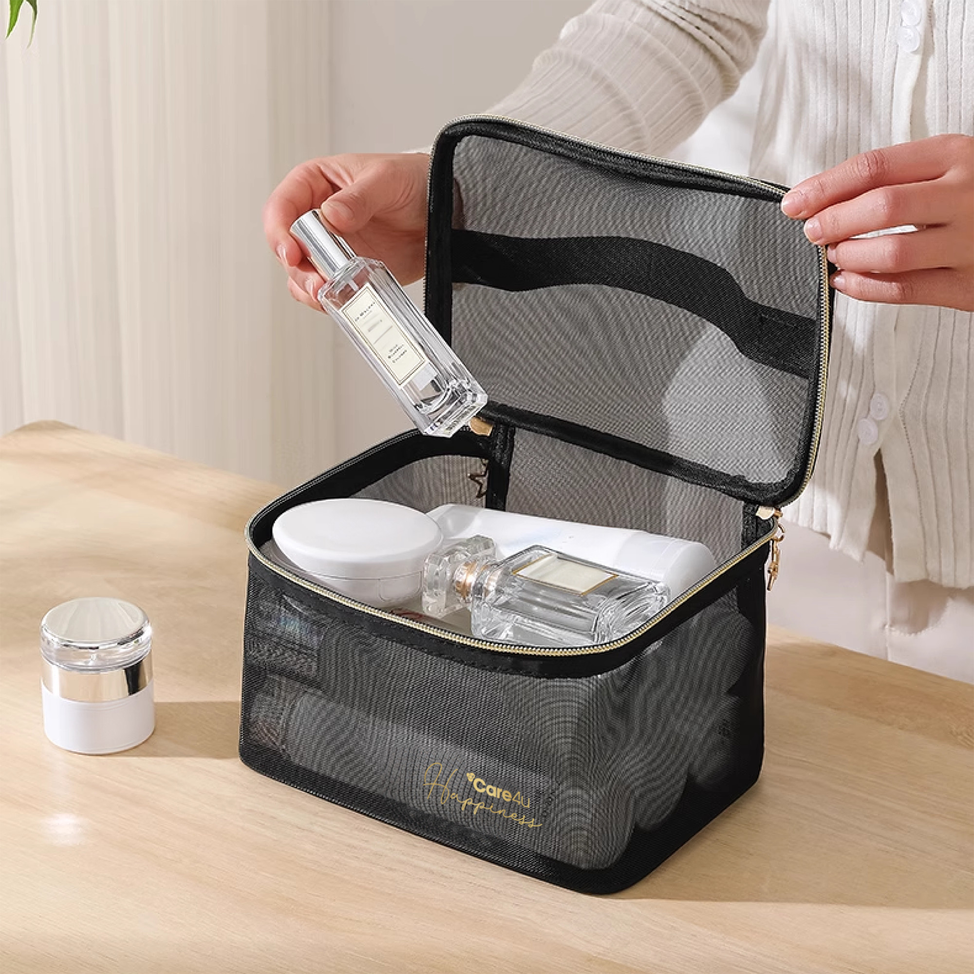 Túi đựng mỹ phẩm tiện lợi mang đi du lịch Care4u 21x12x13 cm