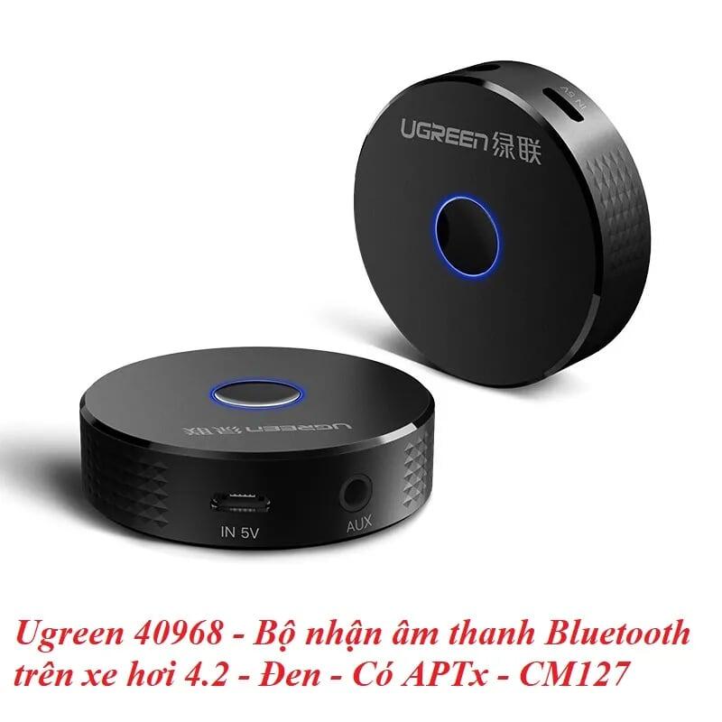 Ugreen UG40968CM127TK BT 4.2 màu Đen Bộ nhận âm thanh Bluetooth trên xe hơi hỗ trợ APTX - HÀNG CHÍNH HÃNG