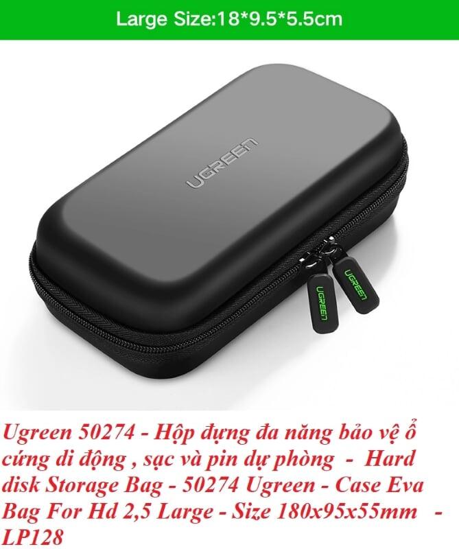 Ugreen UG50274LP128TK Hộp đựng ổ cứng 2.5 HDD + Pin dự phòng chống sốc - HÀNG CHÍNH HÃNG