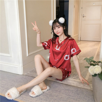 [CHẤT LƯỢNG] Đồ bộ mặc ở nhà ngắn hình heo con phi lụa cao cấp C008