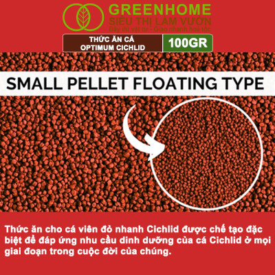 Thức Ăn Cho Cá La Hán, Cá Dĩa Greenhome, Optimum Cichlid, Gói 100gr, Lên Màu Và Tăng Sức Đề Kháng