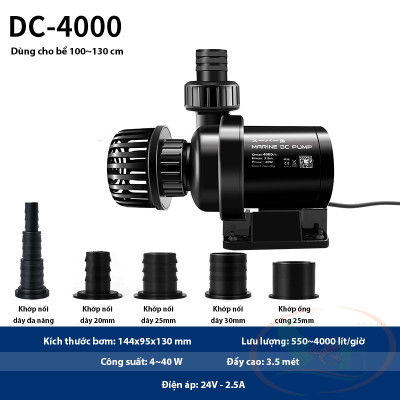 Bơm điện tử Marine DC 650, 1000, 1500, 2000, 2500, 4000, 6000, 9000, 12000, 15000 pump 24V chống giật điều chỉnh cấp độ bơm bể cá tép thủy sinh