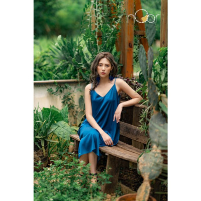 Váy Ngủ Lụa Hai Dây Suông Dáng Dài Cao Cấp Siêu Mát Cèdre Thương Hiệu nOor - NV557