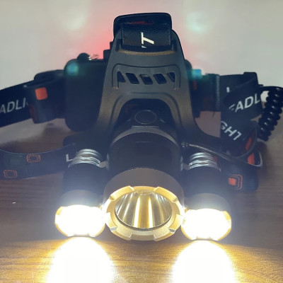 Đèn Pin Đội đầu 3 Bóng Sạc Tích Điện - Tặng Kèm Pin - Hàng chính hãng 