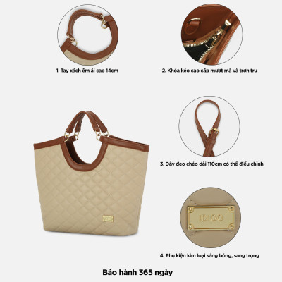 Túi xách nữ công sở đựng tài liệu A5 IDIGO FB2 - 5054, túi đeo chéo nữ chần trám dạo phố phong cách Hàn Quốc