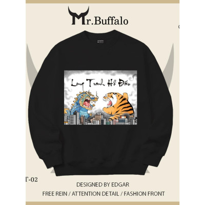 Áo Sweater Long tranh Hổ đấu, Mã Đáo thành công Mr.Buffalo