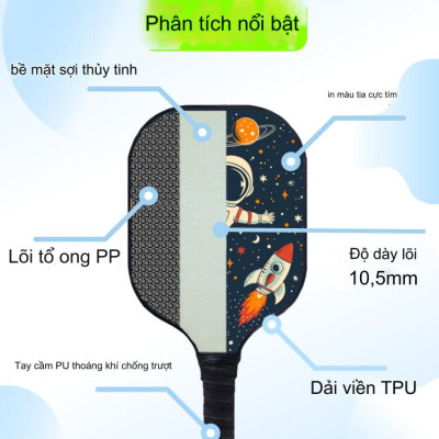 Vợt Pickleball Trẻ Em Sợi Carbon Cao Cấp Đại Nam Sport + Kèm Túi Chống Sốc Và 4 Bóng