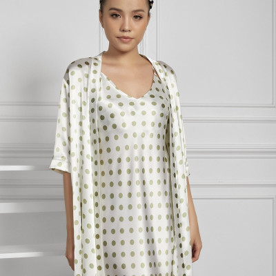 Set Áo Choàng Và Váy Ngủ 2 Dây Chấm Bi Maxivic, La Mộc - MM112102