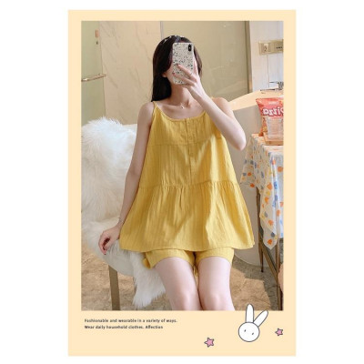 Bộ đồ ngủ dành cho nữ áo 2 dây quần đùi mặc nhà vải cotton (cotton đũi) mềm nhẹ, thoáng mát, nhiều màu size từ 40-75 kg phong cách năng động dễ thương
