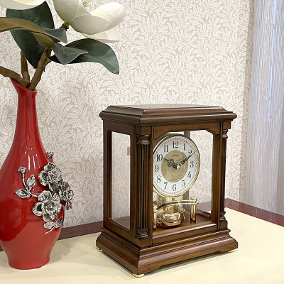 Đồng hồ để bàn Nhật Bản Rhythm CRH176NR06, Kt 23.5 x 28.0 x 15.0cm, 2.5kg Vỏ gỗ. Dùng Pin.