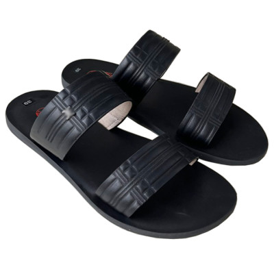 Dép nam da bò thật quai ngang hai dây Trường Hải màu đen mặt đúc chịu nước QN152