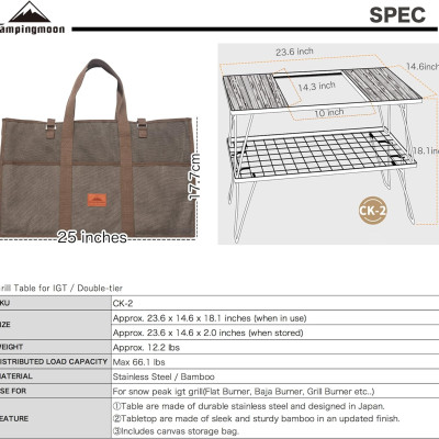 Kệ để đồ dã ngoại Campingmoon CK-2 (kệ đôi)