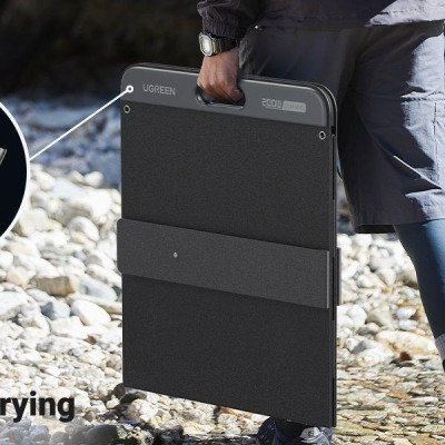 Ugreen UG15114SC200TK 200W chuẩn cắm kết nối Type XT60 Tấm panel năng lượng mặt trời có thể xếp gọn dùng cho trạm sạc 600w 1200w 2200w Gs600 gs1200 - HÀNG CHÍNH HÃNG