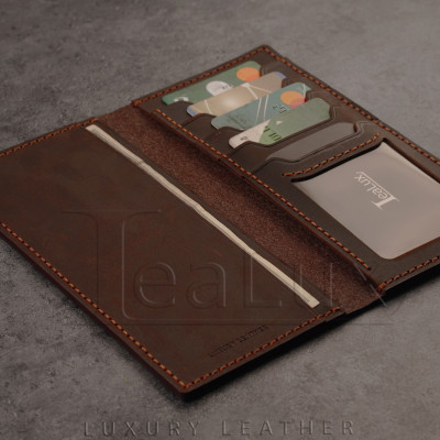 Ví Dài Mini Da Sáp Handmade Lealux Mini Long Wallet