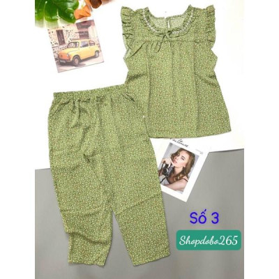 Đồ bộ nữ,đồ ngủ mặc nhà lửng 9 tấc vải lụa mango BL 53 họa tiết hoa nhí siêu cute size 47-60kg.