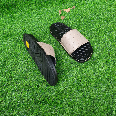 Dép nam một bản da bò Trường Hải 2 màu nâu, kem DN120