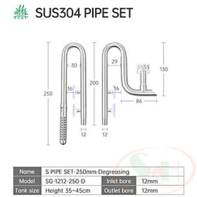 Bộ in out inox Week Aqua Pipe Set Ver.2 mini hút lọc váng xoay bể cá tép thủy sinh