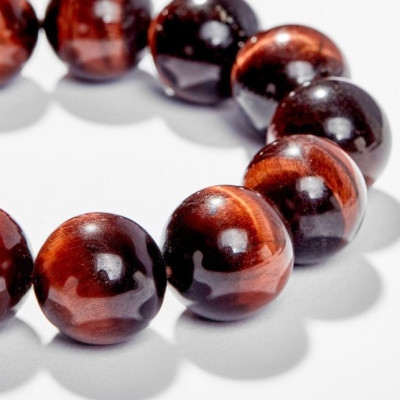 Vòng Tay Phong Thủy Nam Đá Mắt Hổ Nâu Đỏ (18mm) Mệnh Hỏa, Thổ Ngọc Quý Gemstones