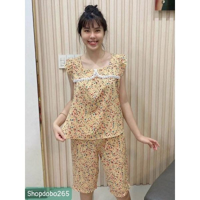 Đồ bộ nữ,đồ ngủ mặc nhà lửng vải lụa mango xao cấp BL 99 họa tiết hoa nhí dễ thương size 47-67kg.