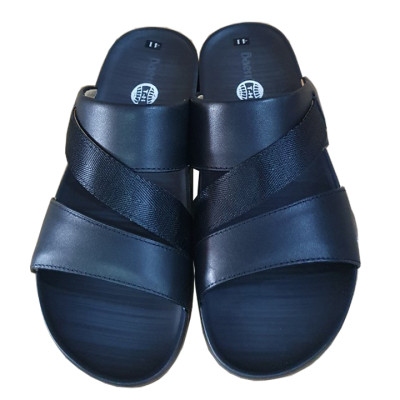 Dép Nam Quai Ngang  Da Bò Chính Hãng Trường Hải Màu Đen DN166  Thời Trang Cao Cấp Trẻ Trung 