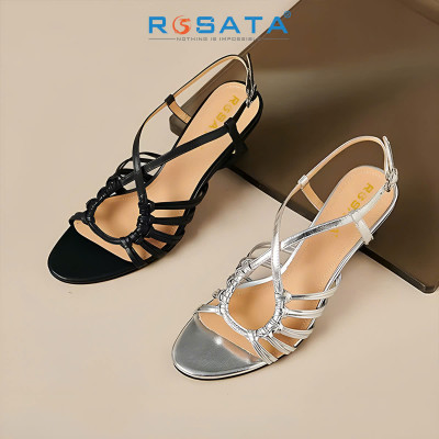 Sandal nữ quai chéo đế xuồng ROSATA RO666 -5p- Đen, Bạc - BKSTORE