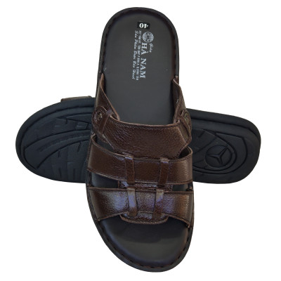 Dép Nam Quai Ngang HÀ NAM Da Bò Thật Cao Cấp DNA2118