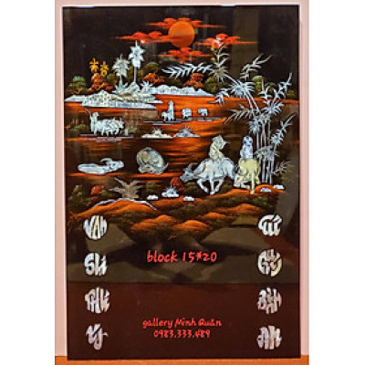 Tranh đốc lịch sơn mài khảm ốc -Đồng Quê