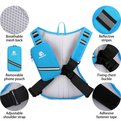 Weikani 10L Cycling Hydration Backpack with Phone Holder Bag Bicycle Bag Hiking Running Climbing Backpack Shoulder Bag
