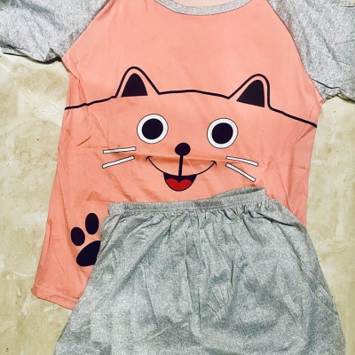 [CHẤT LƯỢNG_THUN COTTON] Đồ bộ thun mặc nhà co dãn thoáng mát cute C004