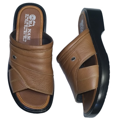 Dép Nam Quai Ngang Da Bò Thật TiTi ĐÔ Đế Cao Dành Cho Người Thấp DNA2134