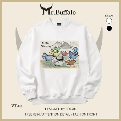 Áo Sweater Long tranh Hổ đấu, Mã Đáo thành công Mr.Buffalo
