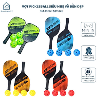 Bộ 2 Vợt Pickleball Siêu Nhẹ, Chuyên Nghiệp, Tặng Kèm Túi Đựng 4 Quả Bóng, Bền Đẹp - HÀNG CHÍNH HÃNG MINIIN