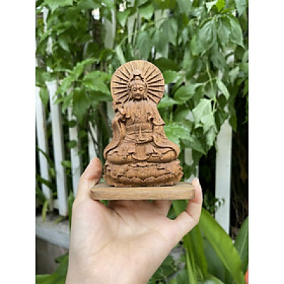 Tượng phật Bà Quan Thế Âm Bồ Tát phong thủy gỗ trầm hương tốc tự nhiên cầu bình an, may mắn, sức khoẻ và tài lộc trang trí bàn làm việc, taplo xe ô tô