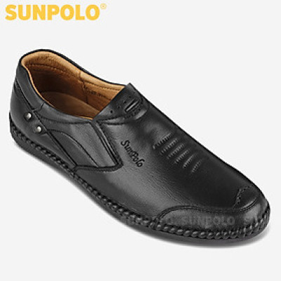 Giày Mọi Nam Da Bò Cao Cấp SUNPOLO LSU007 Có size lớn 45,46 (Đen, Nâu)