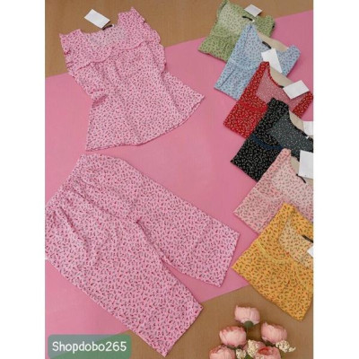 Đồ bộ nữ,đồ ngủ mặc nhà lửng vải lụa mango xao cấp BL 99 họa tiết hoa nhí dễ thương size 47-67kg.