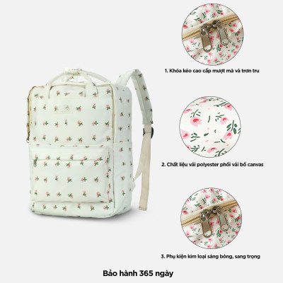 Balo đựng laptop 14 inch, ba lô sinh viên đựng máy tính vải polyester hoạt hình dễ thương IDIGO FBP6 - 3393