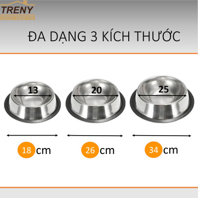 Bát ăn cho chó, mèo, thú cưng - Chất liệu thép không gỉ - Mẫu inox đơn giản dễ vệ sinh - Size nhỏ 18cm